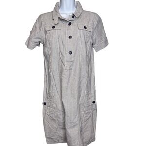 Mavi Y2K Womens‎ Railroad Striped Button Front Denim Utility Shirt Dress Size M